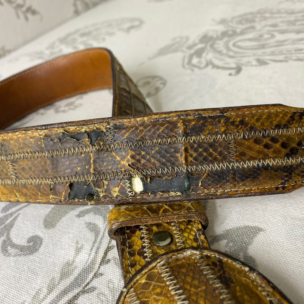 Vintage Python 70s Patchwork Belt Hippie Boho Sty… - image 2